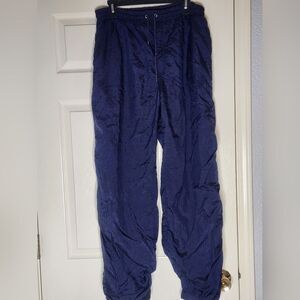 Vtg Christian Dior Monsieur L Nylon 90s Navy Blue Lined Ankle Zip Men Joggers